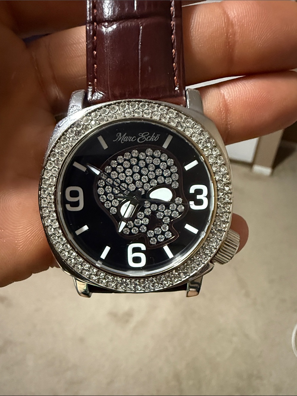 Men's Swarovski stones Black Dial Timex made Marc Ecko Watch “better off dead”